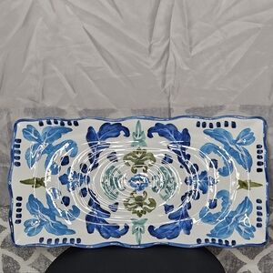 Classic Sevilla by Maxcera Blue Green Spanish Design Wavy Edge Serving Plate
